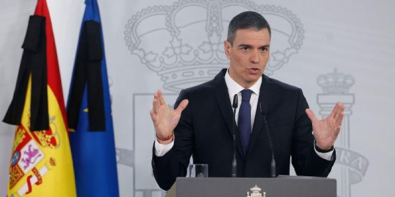 Pedro Sánchez en una comparecencia tras el apagón masivo del 28A