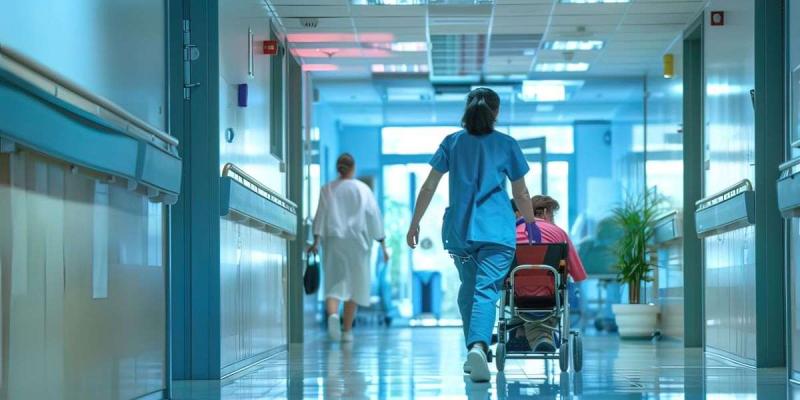 Una persona trabaja en un centro sanitario 