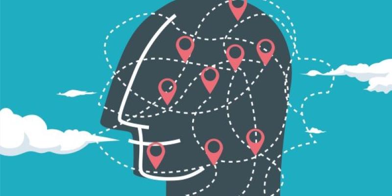 Representación de lineas y puntos de un mapa en un cerebro