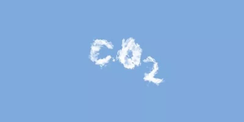 Infografía sobre dos nubes formando la palabra CO2 de cero neto emisiones