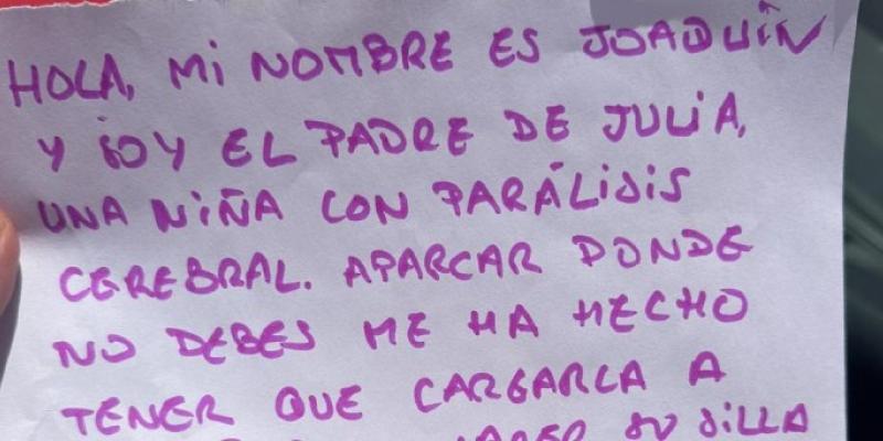 Nota del padre para mostrar las consecuencias de la irresponsabilidad de este conductor 