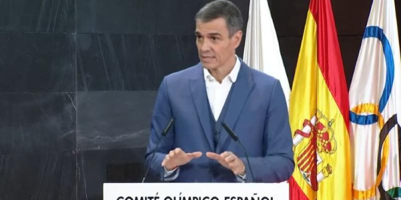 Pedro Sánchez durante su intervención en un acto del Proyecto Modelo del Deporte en la sede del Comité Olímpico Español