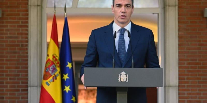 Pedro Sánchez durante una intervención en La Moncloa 