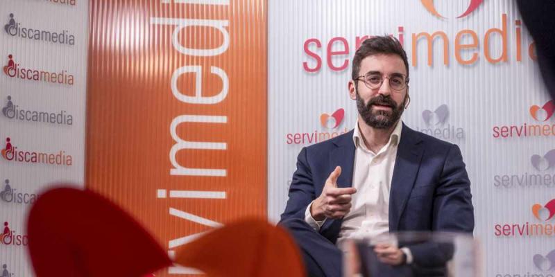 Joan Groizard, durante la entrevista realizada en Servimedia | Foto de Marina González