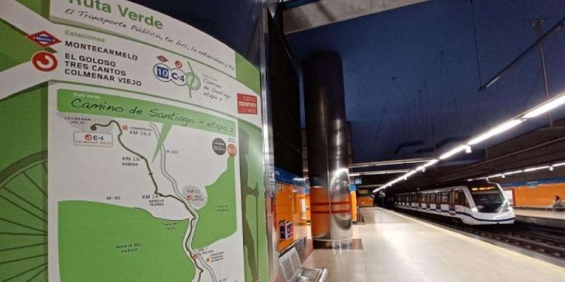 Cartel informativo con el Camino de Santiago en Madrid
