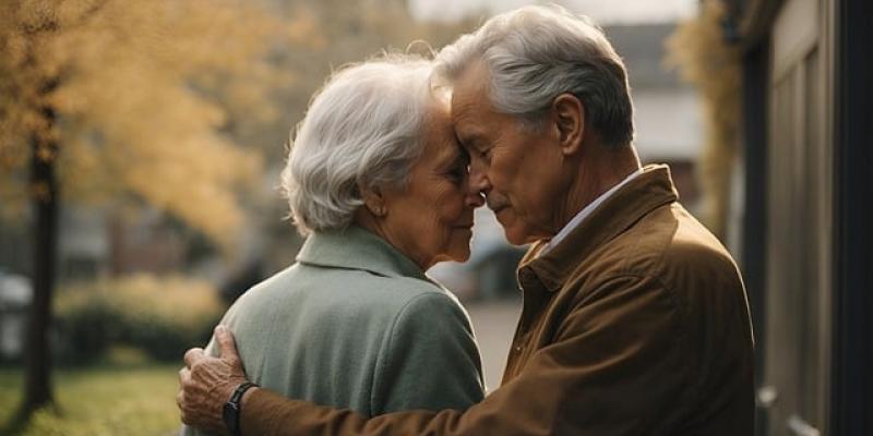 Dos personas mayores abrazándose