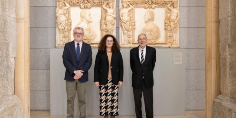 Miguel Falomir, director del Museo Nacional del Prado; Olga Sánchez, presidenta de la Fundación AXA y Javier Solana