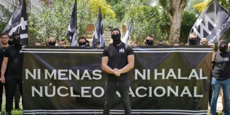 Núcleo Nacional durante una protesta contra los musulmanes y los menores extranjeros no acompañados.