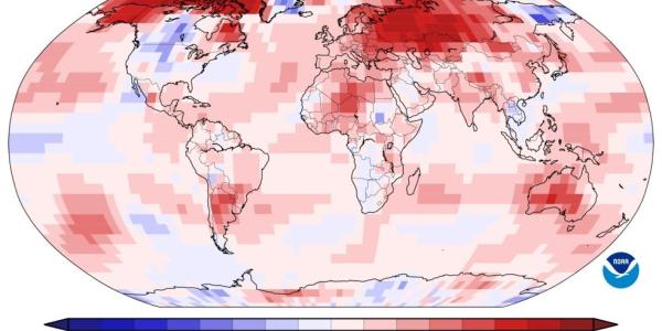 Anomalías de temperatura entre enero y marzo de 2025 en comparación con ese periodo de 1991 a 2020 | Imagen de NOAA/NCEI