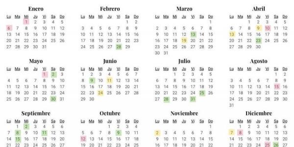 Calendario 2020.