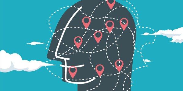 Representación de lineas y puntos de un mapa en un cerebro