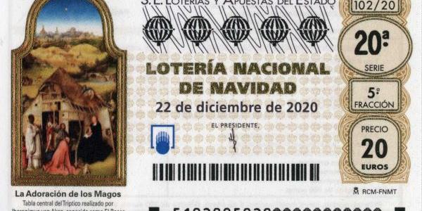 Imagen del décimo de la Lotería de Navidad premiado en 2020