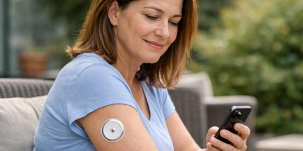 Mujer con glucómetro