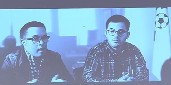 Fotograma de los dos jóvenes del Nàstic en su mensaje a Javier Tebas (2017) 