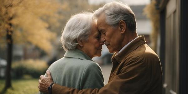 Dos personas mayores abrazándose