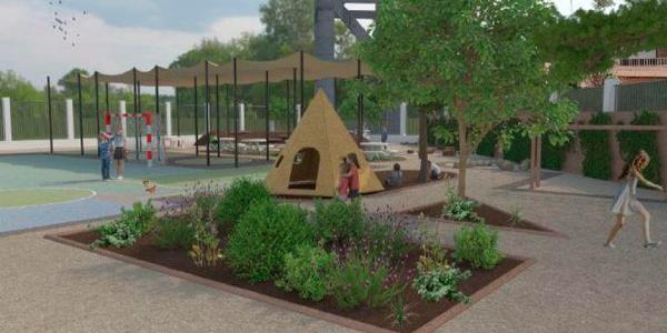 Ejemplo de patios escolares que se han renaturalizado