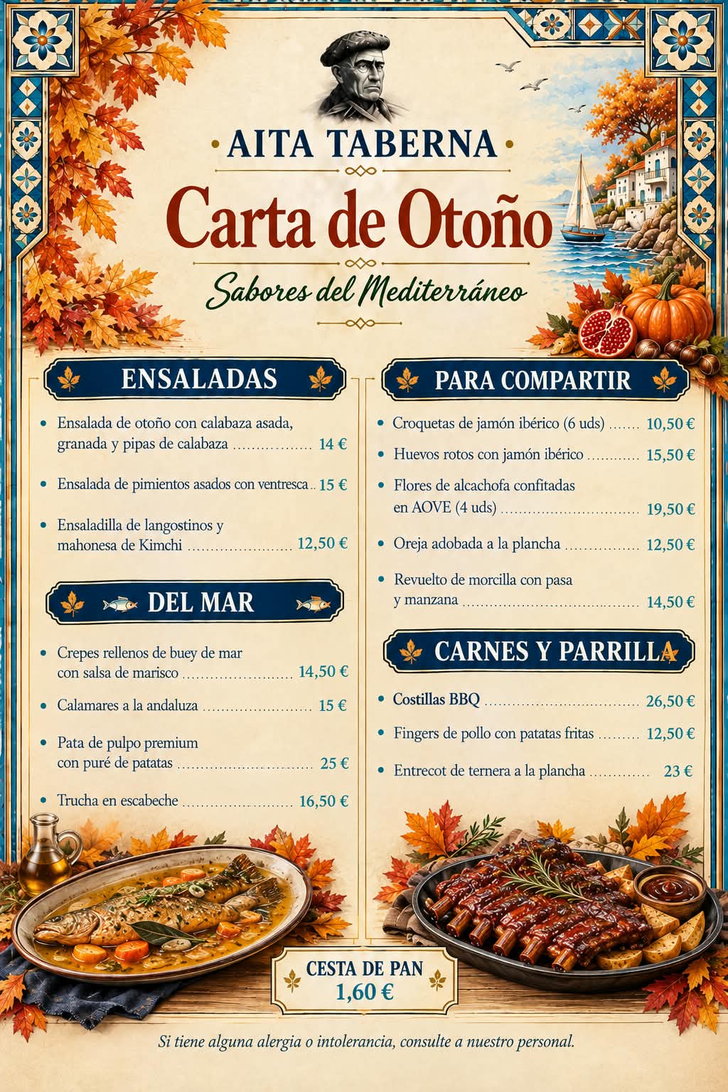 Carta de otoño en la Taberna Aita