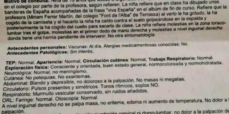 Agresión niña bandera de España profesora