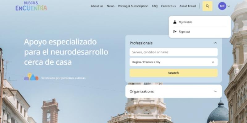 Interfaz de la plataforma Busca & Encuentra