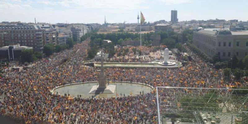Plaza Colón de Madrid durante la manifestación. Servimedia