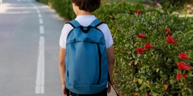 Un niño de espaldas con una mochila 
