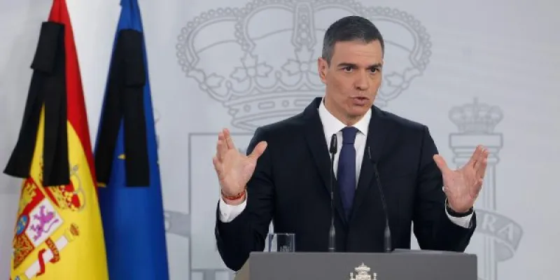 Pedro Sánchez en una comparecencia tras el apagón masivo del 28A
