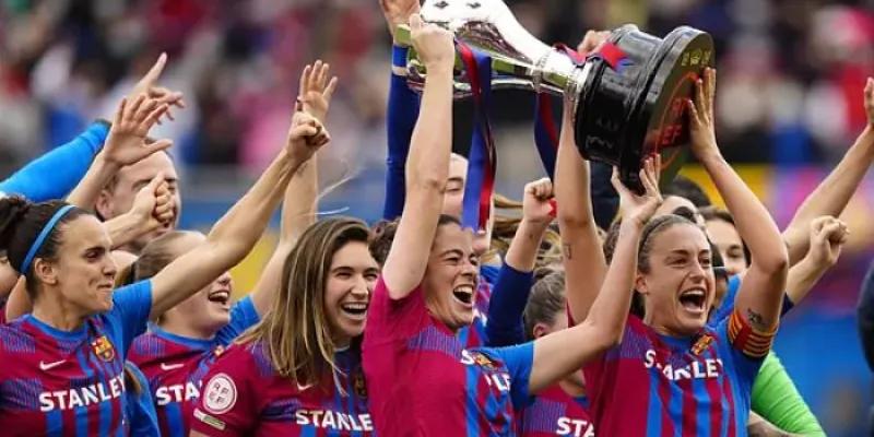 Las jugadoras del Barcelona celebrando su título de Liga