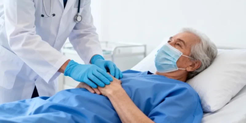 Paciente ingresado junto a un doctor