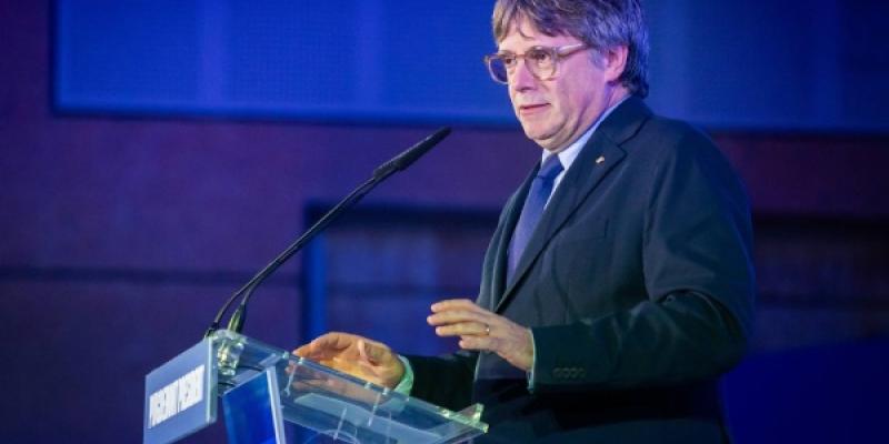 Carles Puigdemont durante un acto de campaña electoral 