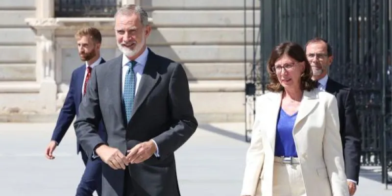 Felipe VI acudiendo al acto de conmemoración por las confederaciones hidrográficas