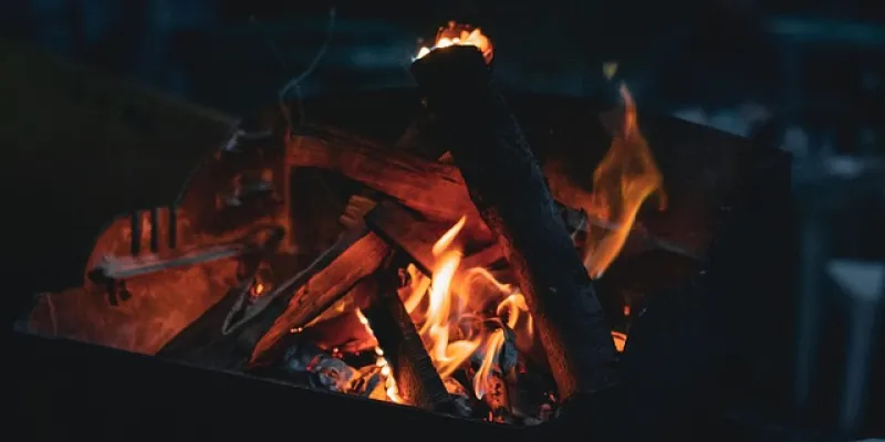 Fuego ardiendo en una chimenea