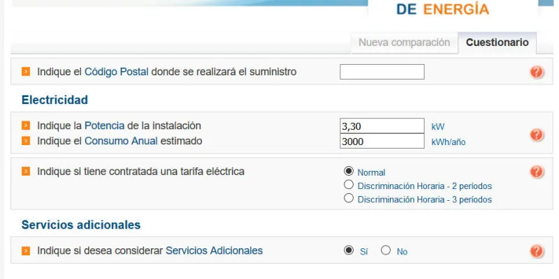 El nuevo comparador del precio de la luz no es accesible