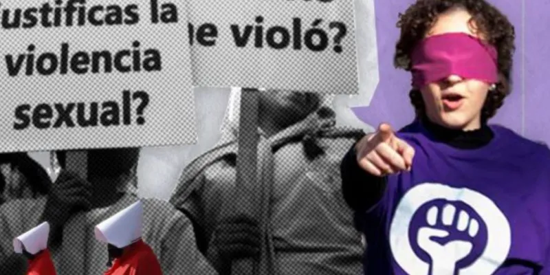 Infografía realizada por EFE de una mujer en una manifestación feminista