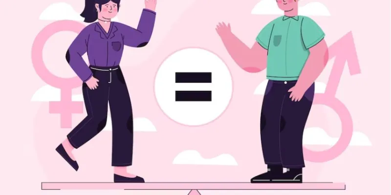 Infografía sobre un chico y una chica representando la educación no sexista