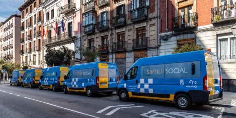 Furgonetas del Samur Social, en Madrid 