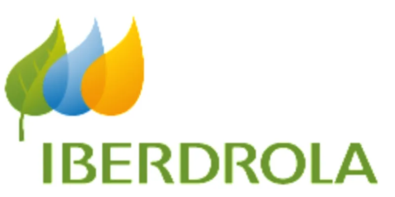 Logo de Iberdrola con unas llamas de gas en su parte superior 