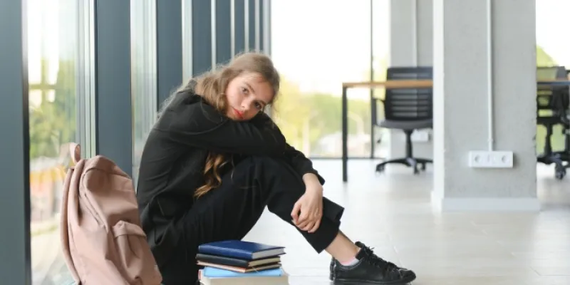Chica con problemas de salud mental