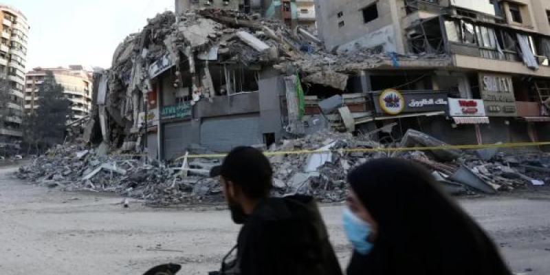 Edificio destrozado en el Líbano