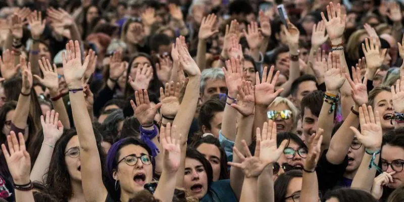 Protesta contra la sentencia de La Manada, caso recogido en el informe del Consejo de Europa. GETTY IMAGES