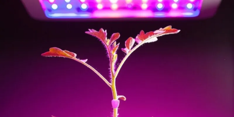 Planta recibiendo luz artificial