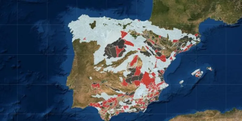 Mapa de las masas de agua en España