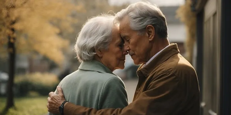 Dos personas mayores abrazándose