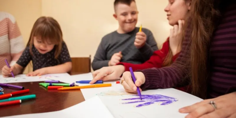 Niños en un centro de educación especial 