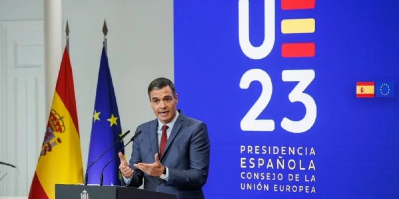 Pedro Sánchez en la presentación de la presidencia española en la UE