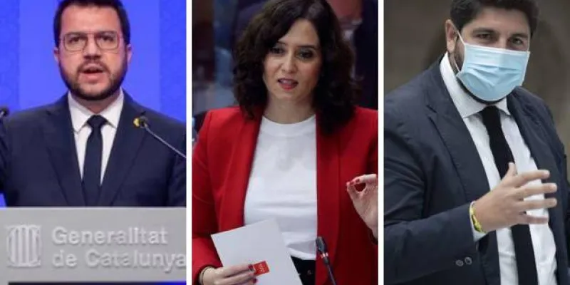 Pere Aragonés, Díaz Ayuso y López Miras 