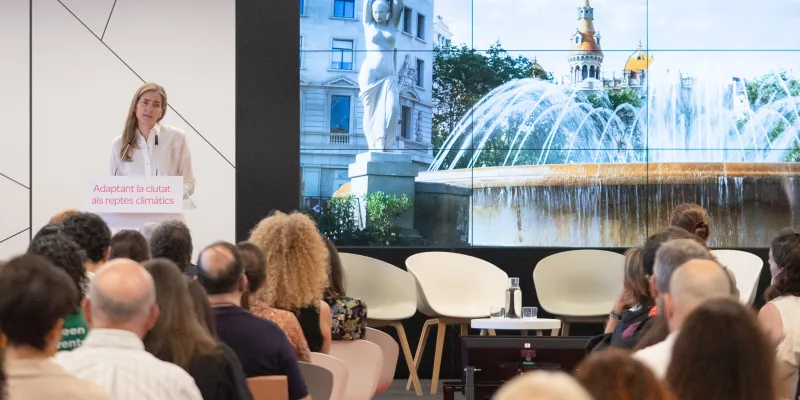 Aagesen, durante su intervención hoy en unas jornadas climáticas en Barcelona 