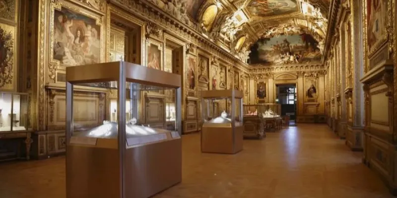Imagen de archivo de la sala de Apolo del museo del Louvre de París. 