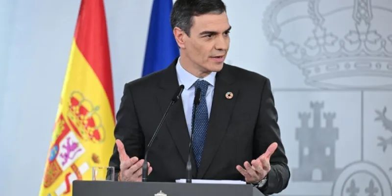 Pedro Sánchez en una rueda de prensa en Moncloa