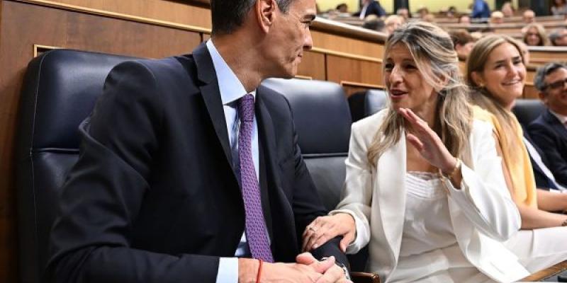 Pedro Sánchez y Yolanda Díaz, en el Congreso