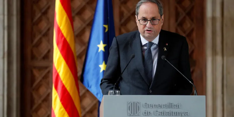Quim Torra comparece ante los medios para anunciar el fin de la legislatura.